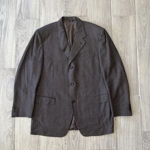 Canali Proposta Blazer Wool Silk Coat Brown Houndstooth 3 Button 44R (EU 54R)